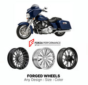 Custom forged motorcycle wheels for Harley Davidson FLHX Street Glide 2006+. Any size, color and finish. ABS/non-ABS fitment available.

We manufacture premium quality forged motorcycle wheels rims for Harley Davidson FLHX Street Glide 2006+ in any design, size, color.

We ensure your wheel set is delivered and fitted perfectly.

Finishing: Any

Optional for an additional price: Dual-Color, Brushing, Chroming, Polishing, Carbon Barrel.

We offer motorcycle wheels in many sizes: 12, 13, 14, 15, 16, 17, 18, 1