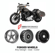 Custom forged motorcycle wheels for Harley Davidson FLSB Sport Glide 2018 - 2020. Any size, color and finish. ABS/non-ABS fitment available.

We manufacture premium quality forged motorcycle wheels rims for Harley Davidson FLSB Sport Glide 2018 - 2020 in any design, size, color.

We ensure your wheel set is delivered and fitted perfectly.

Finishing: Any

Optional for an additional price: Dual-Color, Brushing, Chroming, Polishing, Carbon Barrel.

We offer motorcycle wheels in many sizes: 12, 13, 14, 15, 16,