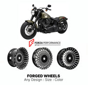 Custom forged motorcycle wheels for Harley Davidson FLSS Softail Slim S 2016 - 2017. Any size, color and finish. ABS/non-ABS fitment available.

We manufacture premium quality forged motorcycle wheels rims for Harley Davidson FLSS Softail Slim S 2016 - 2017 in any design, size, color.

We ensure your wheel set is delivered and fitted perfectly.

Finishing: Any

Optional for an additional price: Dual-Color, Brushing, Chroming, Polishing, Carbon Barrel.

We offer motorcycle wheels in many sizes: 12, 13, 14, 1