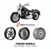 Custom forged motorcycle wheels for Harley Davidson FLSTF Fat Boy 1990+. Any size, color and finish. ABS/non-ABS fitment available.

We manufacture premium quality forged motorcycle wheels rims for Harley Davidson FLSTF Fat Boy 1990+ in any design, size, color.

We ensure your wheel set is delivered and fitted perfectly.

Finishing: Any

Optional for an additional price: Dual-Color, Brushing, Chroming, Polishing, Carbon Barrel.

We offer motorcycle wheels in many sizes: 12, 13, 14, 15, 16, 17, 18, 19, 20, 2