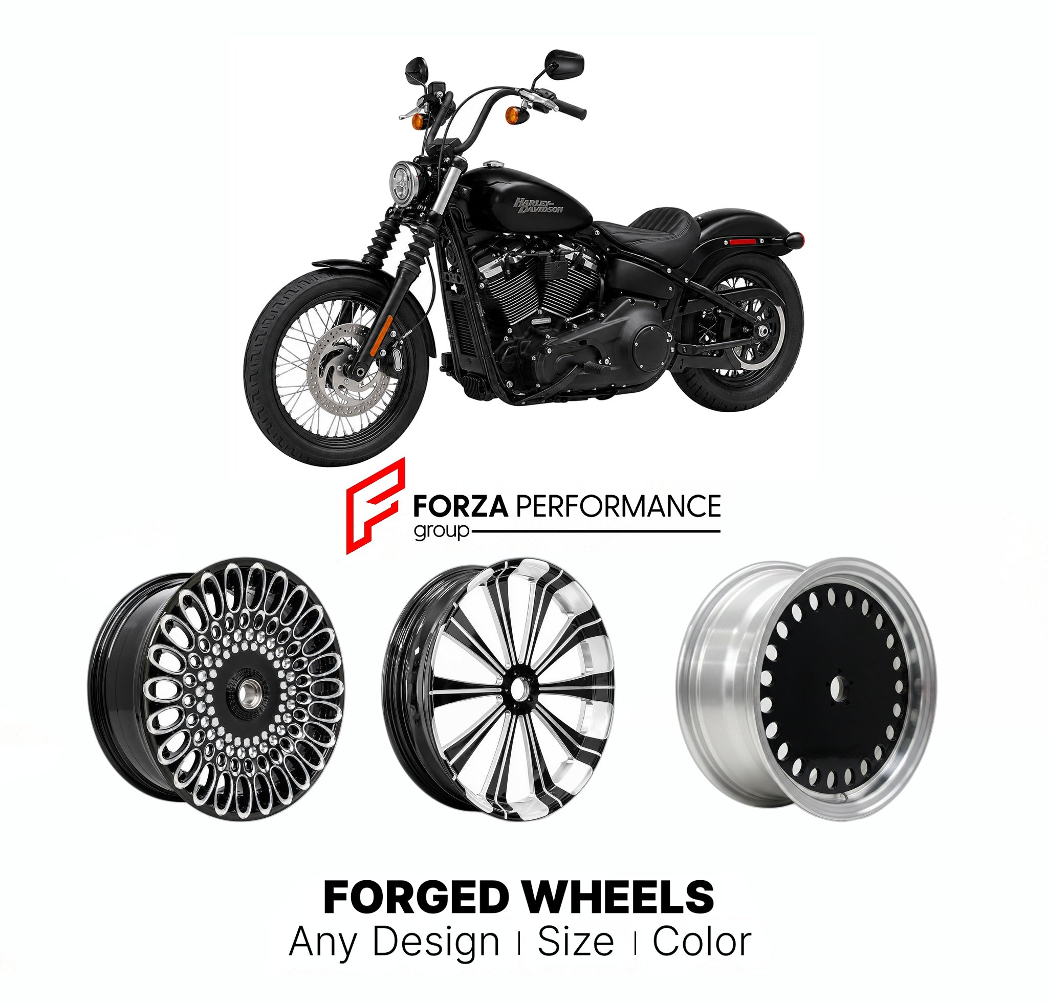 CUSTOM FORGED MOTORCYCLE WHEELS RIMS for HARLEY DAVIDSON FXBB STREET ...