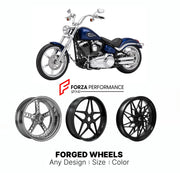 Custom forged motorcycle wheels for Harley Davidson FXCWC Rocker C 2008 - 2010. Any size, color and finish. ABS/non-ABS fitment available.

We manufacture premium quality forged motorcycle wheels rims for Harley Davidson FXCWC Rocker C 2008 - 2010 in any design, size, color.

We ensure your wheel set is delivered and fitted perfectly.

Finishing: Any

Optional for an additional price: Dual-Color, Brushing, Chroming, Polishing, Carbon Barrel.

We offer motorcycle wheels in many sizes: 12, 13, 14, 15, 16, 17,