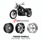 Custom forged motorcycle wheels for Harley Davidson FXDB Street Bob 2006 - 2017. Any size, color and finish. ABS/non-ABS fitment available.

We manufacture premium quality forged motorcycle wheels rims for Harley Davidson FXDB Street Bob 2006 - 2017 in any design, size, color.

We ensure your wheel set is delivered and fitted perfectly.

Finishing: Any

Optional for an additional price: Dual-Color, Brushing, Chroming, Polishing, Carbon Barrel.

We offer motorcycle wheels in many sizes: 12, 13, 14, 15, 16, 1