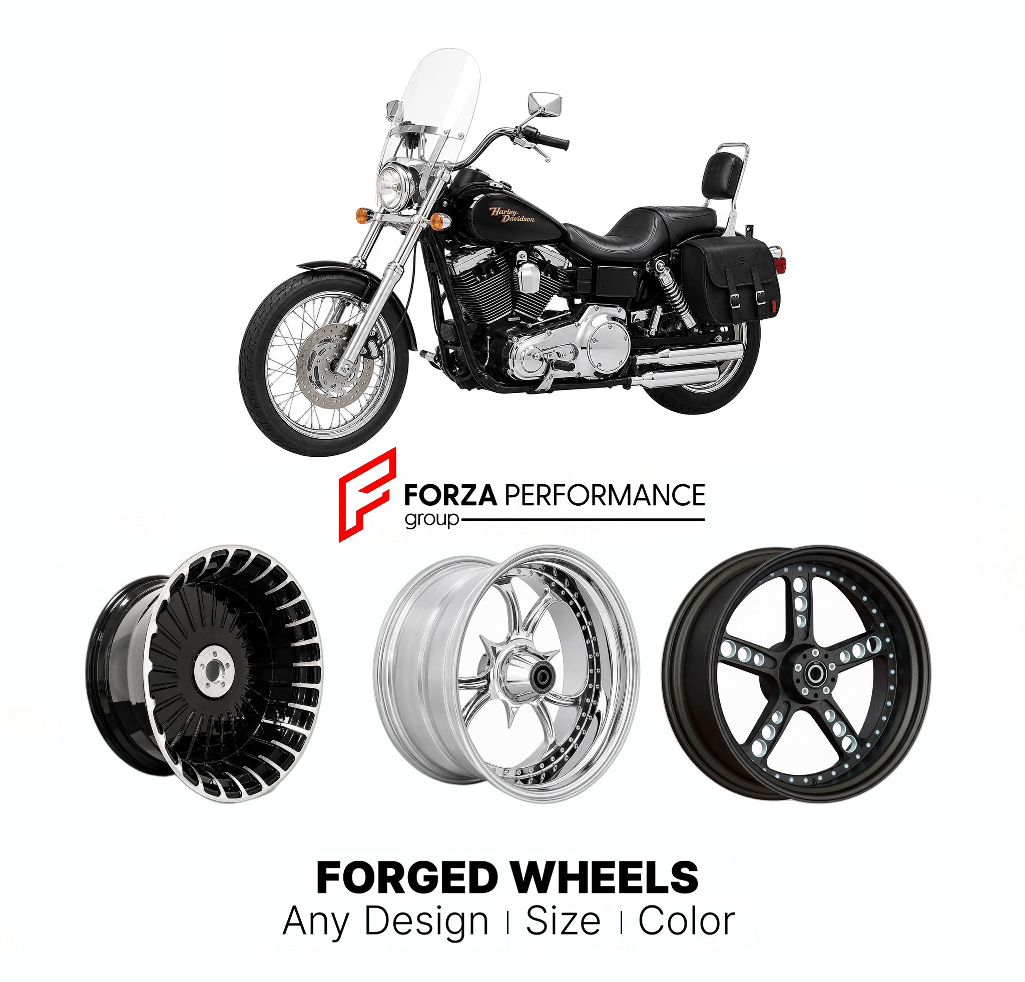 CUSTOM FORGED MOTORCYCLE WHEELS RIMS for HARLEY DAVIDSON FXDS-CON DYNA ...