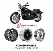 Custom forged motorcycle wheels for Harley Davidson FXDX Super Glide Sport 1999 - 2005. Any size, color and finish. ABS/non-ABS fitment available.

We manufacture premium quality forged motorcycle wheels rims for Harley Davidson FXDX Super Glide Sport 1999 - 2005 in any design, size, color.

We ensure your wheel set is delivered and fitted perfectly.

Finishing: Any

Optional for an additional price: Dual-Color, Brushing, Chroming, Polishing, Carbon Barrel.

We offer motorcycle wheels in many sizes: 12, 13,