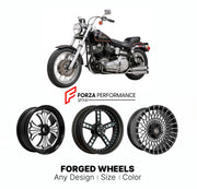 Custom forged motorcycle wheels for Harley Davidson FXEF Fat Bob 1979 - 1986. Any size, color and finish. ABS/non-ABS fitment available.

We manufacture premium quality forged motorcycle wheels rims for Harley Davidson FXEF Fat Bob 1979 - 1986 in any design, size, color.

We ensure your wheel set is delivered and fitted perfectly.

Finishing: Any

Optional for an additional price: Dual-Color, Brushing, Chroming, Polishing, Carbon Barrel.

We offer motorcycle wheels in many sizes: 12, 13, 14, 15, 16, 17, 18,