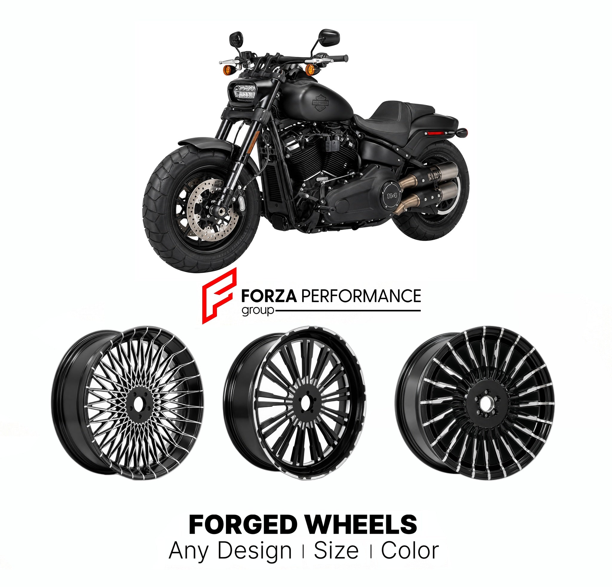 CUSTOM FORGED MOTORCYCLE WHEELS RIMS for HARLEY DAVIDSON FXFBS FAT BOB ...