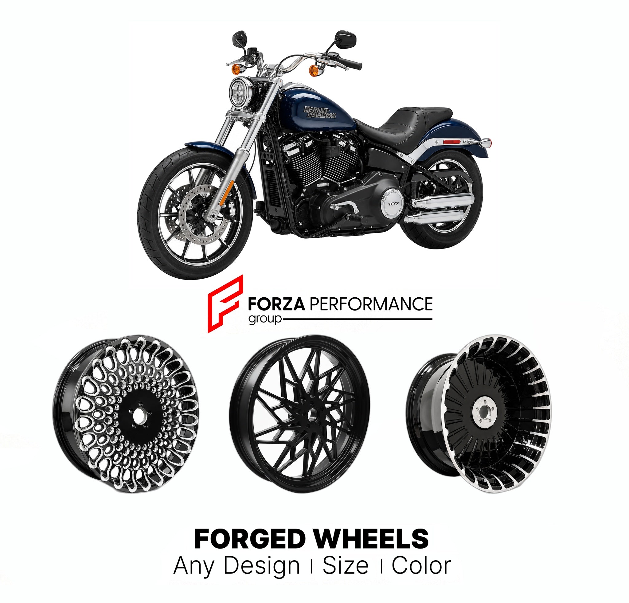 CUSTOM FORGED MOTORCYCLE WHEELS RIMS for HARLEY DAVIDSON FXLR LOW RIDER ...