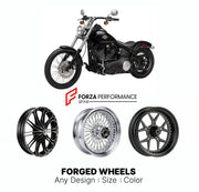 Custom forged motorcycle wheels for Harley Davidson FXSTB Night Train 1998 - 2009. Any size, color and finish. ABS/non-ABS fitment available.

We manufacture premium quality forged motorcycle wheels rims for Harley Davidson FXSTB Night Train 1998 - 2009 in any design, size, color.

We ensure your wheel set is delivered and fitted perfectly.

Finishing: Any

Optional for an additional price: Dual-Color, Brushing, Chroming, Polishing, Carbon Barrel.

We offer motorcycle wheels in many sizes: 12, 13, 14, 15, 1