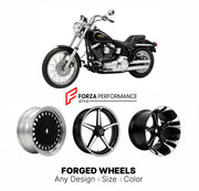 Custom forged motorcycle wheels for Harley Davidson FXST Softail 1984 - 2007. Any size, color and finish. ABS/non-ABS fitment available.

We manufacture premium quality forged motorcycle wheels rims for Harley Davidson FXST Softail 1984 - 2007 in any design, size, color.

We ensure your wheel set is delivered and fitted perfectly.

Finishing: Any

Optional for an additional price: Dual-Color, Brushing, Chroming, Polishing, Carbon Barrel.

We offer motorcycle wheels in many sizes: 12, 13, 14, 15, 16, 17, 18,
