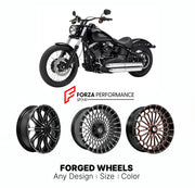 Custom forged motorcycle wheels for Harley Davidson FXS Blackline 2011 - 2013. Any size, color and finish. ABS/non-ABS fitment available.

We manufacture premium quality forged motorcycle wheels rims for Harley Davidson FXS Blackline 2011 - 2013 in any design, size, color.

We ensure your wheel set is delivered and fitted perfectly.

Finishing: Any

Optional for an additional price: Dual-Color, Brushing, Chroming, Polishing, Carbon Barrel.

We offer motorcycle wheels in many sizes: 12, 13, 14, 15, 16, 17, 1