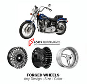 Custom forged motorcycle wheels for Harley Davidson FXS Low Rider 1977 - 1985. Any size, color and finish. ABS/non-ABS fitment available.

We manufacture premium quality forged motorcycle wheels rims for Harley Davidson FXS Low Rider 1977 - 1985 in any design, size, color.

We ensure your wheel set is delivered and fitted perfectly.

Finishing: Any

Optional for an additional price: Dual-Color, Brushing, Chroming, Polishing, Carbon Barrel.

We offer motorcycle wheels in many sizes: 12, 13, 14, 15, 16, 17, 1