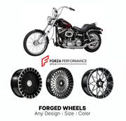 Custom forged motorcycle wheels for Harley Davidson FXWG Wide Glide 1980 - 1986. Any size, color and finish. ABS/non-ABS fitment available.

We manufacture premium quality forged motorcycle wheels rims for Harley Davidson FXWG Wide Glide 1980 - 1986 in any design, size, color.

We ensure your wheel set is delivered and fitted perfectly.

Finishing: Any

Optional for an additional price: Dual-Color, Brushing, Chroming, Polishing, Carbon Barrel.

We offer motorcycle wheels in many sizes: 12, 13, 14, 15, 16, 1