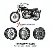 Custom forged motorcycle wheels for Harley Davidson M-50 1965 - 1966. Any size, color and finish. ABS/non-ABS fitment available.

We manufacture premium quality forged motorcycle wheels rims for Harley Davidson M-50 1965 - 1966 in any design, size, color.

We ensure your wheel set is delivered and fitted perfectly.

Finishing: Any

Optional for an additional price: Dual-Color, Brushing, Chroming, Polishing, Carbon Barrel.

We offer motorcycle wheels in many sizes: 12, 13, 14, 15, 16, 17, 18, 19, 20, 21, 22,