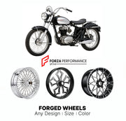 Custom forged motorcycle wheels for Harley Davidson M-50 Sport 1965 - 1966. Any size, color and finish. ABS/non-ABS fitment available.

We manufacture premium quality forged motorcycle wheels rims for Harley Davidson M-50 Sport 1965 - 1966 in any design, size, color.

We ensure your wheel set is delivered and fitted perfectly.

Finishing: Any

Optional for an additional price: Dual-Color, Brushing, Chroming, Polishing, Carbon Barrel.

We offer motorcycle wheels in many sizes: 12, 13, 14, 15, 16, 17, 18, 19,