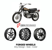 Custom forged motorcycle wheels for Harley Davidson SX-175 1973 - 1978. Any size, color and finish. ABS/non-ABS fitment available.

We manufacture premium quality forged motorcycle wheels rims for Harley Davidson SX-175 1973 - 1978 in any design, size, color.

We ensure your wheel set is delivered and fitted perfectly.

Finishing: Any

Optional for an additional price: Dual-Color, Brushing, Chroming, Polishing, Carbon Barrel.

We offer motorcycle wheels in many sizes: 12, 13, 14, 15, 16, 17, 18, 19, 20, 21,