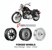 Custom forged motorcycle wheels for Harley Davidson Sportster 883 1986 - 2003. Any size, color and finish. ABS/non-ABS fitment available.

We manufacture premium quality forged motorcycle wheels rims for Harley Davidson Sportster 883 1986 - 2003 in any design, size, color.

We ensure your wheel set is delivered and fitted perfectly.

Finishing: Any

Optional for an additional price: Dual-Color, Brushing, Chroming, Polishing, Carbon Barrel.

We offer motorcycle wheels in many sizes: 12, 13, 14, 15, 16, 17, 1