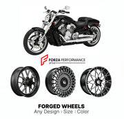 Custom forged motorcycle wheels for Harley Davidson VRSCF V-Rod Muscle 2009 - 2017. Any size, color and finish. ABS/non-ABS fitment available.

We manufacture premium quality forged motorcycle wheels rims for Harley Davidson VRSCF V-Rod Muscle 2009 - 2017 in any design, size, color.

We ensure your wheel set is delivered and fitted perfectly.

Finishing: Any

Optional for an additional price: Dual-Color, Brushing, Chroming, Polishing, Carbon Barrel.

We offer motorcycle wheels in many sizes: 12, 13, 14, 15,