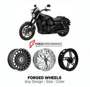 Custom forged motorcycle wheels for Harley Davidson XG500 Street 500 2014 - 2021. Any size, color and finish. ABS/non-ABS fitment available.

We manufacture premium quality forged motorcycle wheels rims for Harley Davidson XG500 Street 500 2014 - 2021 in any design, size, color.

We ensure your wheel set is delivered and fitted perfectly.

Finishing: Any

Optional for an additional price: Dual-Color, Brushing, Chroming, Polishing, Carbon Barrel.

We offer motorcycle wheels in many sizes: 12, 13, 14, 15, 16,