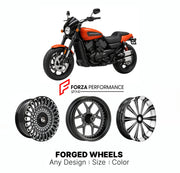 Custom forged motorcycle wheels for Harley Davidson XG750A Street Rod 750 2017 - 2020. Any size, color and finish. ABS/non-ABS fitment available.

We manufacture premium quality forged motorcycle wheels rims for Harley Davidson XG750A Street Rod 750 2017 - 2020 in any design, size, color.

We ensure your wheel set is delivered and fitted perfectly.

Finishing: Any

Optional for an additional price: Dual-Color, Brushing, Chroming, Polishing, Carbon Barrel.

We offer motorcycle wheels in many sizes: 12, 13, 1