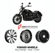 Custom forged motorcycle wheels for Harley Davidson XG750 Street 750 2014 - 2021. Any size, color and finish. ABS/non-ABS fitment available.

We manufacture premium quality forged motorcycle wheels rims for Harley Davidson XG750 Street 750 2014 - 2021 in any design, size, color.

We ensure your wheel set is delivered and fitted perfectly.

Finishing: Any

Optional for an additional price: Dual-Color, Brushing, Chroming, Polishing, Carbon Barrel.

We offer motorcycle wheels in many sizes: 12, 13, 14, 15, 16,