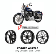 Custom forged motorcycle wheels for Harley Davidson XL1200C Sportster 1200 Custom 1996 - 2019. Any size, color and finish. ABS/non-ABS fitment available.

We manufacture premium quality forged motorcycle wheels rims for Harley Davidson XL1200C Sportster 1200 Custom 1996 - 2019 in any design, size, color.

We ensure your wheel set is delivered and fitted perfectly.

Finishing: Any

Optional for an additional price: Dual-Color, Brushing, Chroming, Polishing, Carbon Barrel.

We offer motorcycle wheels in many 