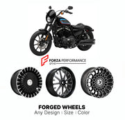 Custom forged motorcycle wheels for Harley Davidson XL1200NS Iron 1200 2018 - 2021. Any size, color and finish. ABS/non-ABS fitment available.

We manufacture premium quality forged motorcycle wheels rims for Harley Davidson XL1200NS Iron 1200 2018 - 2021 in any design, size, color.

We ensure your wheel set is delivered and fitted perfectly.

Finishing: Any

Optional for an additional price: Dual-Color, Brushing, Chroming, Polishing, Carbon Barrel.

We offer motorcycle wheels in many sizes: 12, 13, 14, 15,