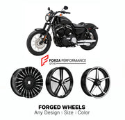 Custom forged motorcycle wheels for Harley Davidson XL1200N Nightster 2007 - 2012. Any size, color and finish. ABS/non-ABS fitment available.

We manufacture premium quality forged motorcycle wheels rims for Harley Davidson XL1200N Nightster 2007 - 2012 in any design, size, color.

We ensure your wheel set is delivered and fitted perfectly.

Finishing: Any

Optional for an additional price: Dual-Color, Brushing, Chroming, Polishing, Carbon Barrel.

We offer motorcycle wheels in many sizes: 12, 13, 14, 15, 1