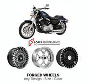 Custom forged motorcycle wheels for Harley Davidson XL1200R Sportster Roadster 2004 - 2008. Any size, color and finish. ABS/non-ABS fitment available.

We manufacture premium quality forged motorcycle wheels rims for Harley Davidson XL1200R Sportster Roadster 2004 - 2008 in any design, size, color.

We ensure your wheel set is delivered and fitted perfectly.

Finishing: Any

Optional for an additional price: Dual-Color, Brushing, Chroming, Polishing, Carbon Barrel.

We offer motorcycle wheels in many sizes: