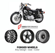 Custom forged motorcycle wheels for Harley Davidson XL1200 Sportster 1200 1988 - 2003. Any size, color and finish. ABS/non-ABS fitment available.

We manufacture premium quality forged motorcycle wheels rims for Harley Davidson XL1200 Sportster 1200 1988 - 2003 in any design, size, color.

We ensure your wheel set is delivered and fitted perfectly.

Finishing: Any

Optional for an additional price: Dual-Color, Brushing, Chroming, Polishing, Carbon Barrel.

We offer motorcycle wheels in many sizes: 12, 13, 1