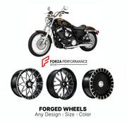 Custom forged motorcycle wheels for Harley Davidson XL50 50th Anniversary Sportster 2007 - 2007. Any size, color and finish. ABS/non-ABS fitment available.

We manufacture premium quality forged motorcycle wheels rims for Harley Davidson XL50 50th Anniversary Sportster 2007 - 2007 in any design, size, color.

We ensure your wheel set is delivered and fitted perfectly.

Finishing: Any

Optional for an additional price: Dual-Color, Brushing, Chroming, Polishing, Carbon Barrel.

We offer motorcycle wheels in m