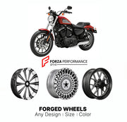 Custom forged motorcycle wheels for Harley Davidson XL883R Sportster 883 Roadster 2002 - 2015. Any size, color and finish. ABS/non-ABS fitment available.

We manufacture premium quality forged motorcycle wheels rims for Harley Davidson XL883R Sportster 883 Roadster 2002 - 2015 in any design, size, color.

We ensure your wheel set is delivered and fitted perfectly.

Finishing: Any

Optional for an additional price: Dual-Color, Brushing, Chroming, Polishing, Carbon Barrel.

We offer motorcycle wheels in many 
