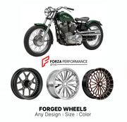Custom forged motorcycle wheels for Harley Davidson XLCH Sportster 1958 - 1979. Any size, color and finish. ABS/non-ABS fitment available.

We manufacture premium quality forged motorcycle wheels rims for Harley Davidson XLCH Sportster 1958 - 1979 in any design, size, color.

We ensure your wheel set is delivered and fitted perfectly.

Finishing: Any

Optional for an additional price: Dual-Color, Brushing, Chroming, Polishing, Carbon Barrel.

We offer motorcycle wheels in many sizes: 12, 13, 14, 15, 16, 17,