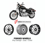 Custom forged motorcycle wheels for Harley Davidson XLH883 Sportster 883 1986 - 2003. Any size, color and finish. ABS/non-ABS fitment available.

We manufacture premium quality forged motorcycle wheels rims for Harley Davidson XLH883 Sportster 883 1986 - 2003 in any design, size, color.

We ensure your wheel set is delivered and fitted perfectly.

Finishing: Any

Optional for an additional price: Dual-Color, Brushing, Chroming, Polishing, Carbon Barrel.

We offer motorcycle wheels in many sizes: 12, 13, 14,