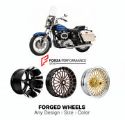 Custom forged motorcycle wheels for Harley Davidson XLT Sportster Touring 1977 - 1978. Any size, color and finish. ABS/non-ABS fitment available.

We manufacture premium quality forged motorcycle wheels rims for Harley Davidson XLT Sportster Touring 1977 - 1978 in any design, size, color.

We ensure your wheel set is delivered and fitted perfectly.

Finishing: Any

Optional for an additional price: Dual-Color, Brushing, Chroming, Polishing, Carbon Barrel.

We offer motorcycle wheels in many sizes: 12, 13, 1