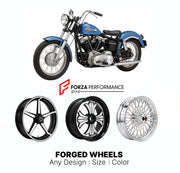 Custom forged motorcycle wheels for Harley Davidson XL Sportster 1957 - 1985. Any size, color and finish. ABS/non-ABS fitment available.

We manufacture premium quality forged motorcycle wheels rims for Harley Davidson XL Sportster 1957 - 1985 in any design, size, color.

We ensure your wheel set is delivered and fitted perfectly.

Finishing: Any

Optional for an additional price: Dual-Color, Brushing, Chroming, Polishing, Carbon Barrel.

We offer motorcycle wheels in many sizes: 12, 13, 14, 15, 16, 17, 18,