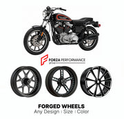 Custom forged motorcycle wheels for Harley Davidson XR1000 1983 - 1984. Any size, color and finish. ABS/non-ABS fitment available.

We manufacture premium quality forged motorcycle wheels rims for Harley Davidson XR1000 1983 - 1984 in any design, size, color.

We ensure your wheel set is delivered and fitted perfectly.

Finishing: Any

Optional for an additional price: Dual-Color, Brushing, Chroming, Polishing, Carbon Barrel.

We offer motorcycle wheels in many sizes: 12, 13, 14, 15, 16, 17, 18, 19, 20, 21,