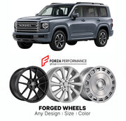 Custom forged wheels for Haval GWM H9 2024+. Made-to-order monoblock, 2-piece and 3-piece wheels in custom sizes, offsets, colors and finishes with guaranteed vehicle fitment.

We manufacture premium quality forged wheels rims for Haval GWM H9 2024+ in any design, size, color.

THIS WHEEL DESIGN CAN BE CUSTOM-MADE FOR YOUR CAR IN ANY SIZE AND COLOR OPTIONS
Available in monoblock, 2-piece, 3-piece, duoblock, beadlock
3D wheel renderings are provided according to the exact dimensions and specifications reques