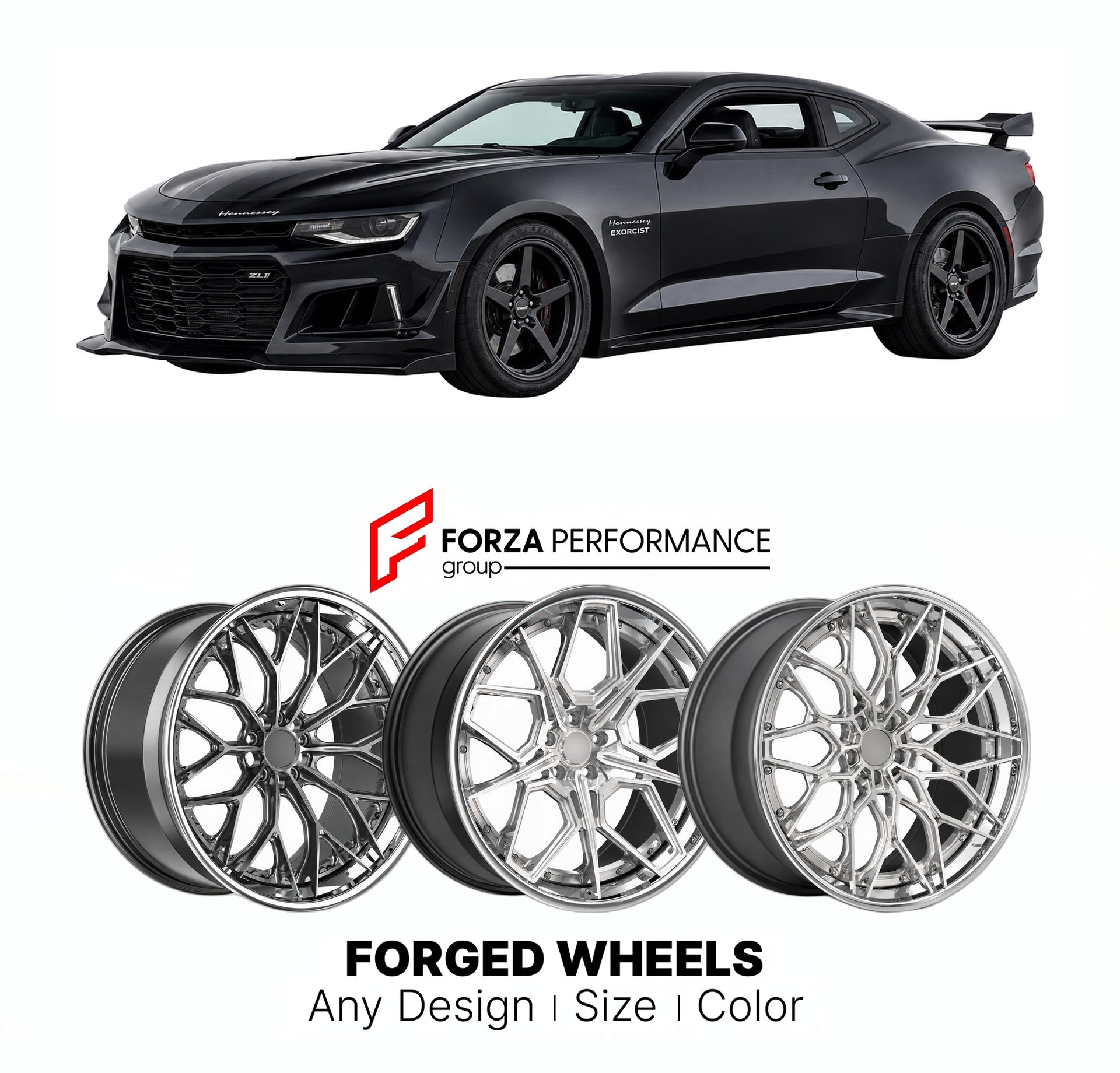 FORGED WHEELS RIMS for HENNESSEY CAMARO EXORCIST 2018 - 2024

Custom forged wheels for Hennessey Camaro Exorcist 2018 - 2024. Made-to-order monoblock, 2-piece and 3-piece rims in custom sizes, offsets, colors and finishes with guaranteed fitment.

We manufacture premium quality forged wheels rims for Hennessey Camaro Exorcist 2018 - 2024 in any design, size, color.

THIS WHEEL DESIGN CAN BE CUSTOM-MADE FOR YOUR CAR IN ANY SIZE AND COLOR OPTIONS
Available in monoblock, 2-piece, 3-piece, duoblock, beadlock
3D