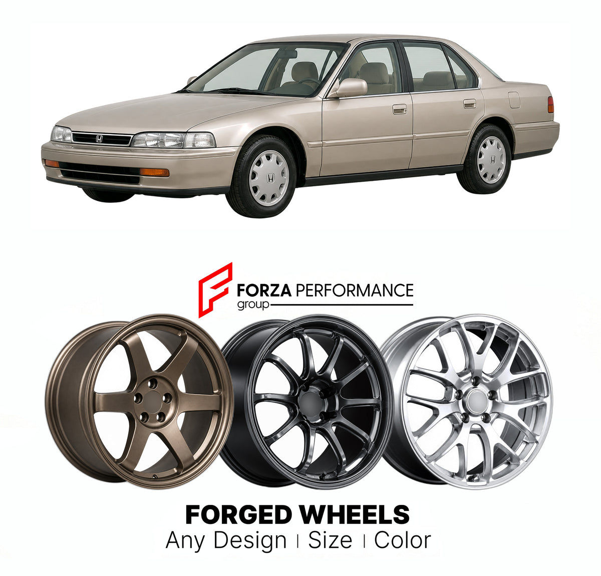 CUSTOM CLASSIC VINTAGE RESTOMOD RETRO OLD SCHOOL FORGED WHEELS RIMS for HONDA ACCORD CD 1993 - 1997

Custom forged wheels for Honda Accord CD 1993 - 1997. Classic, vintage, restomod and retro JDM wheel designs made to order in custom sizes, offsets, colors and finishes with guaranteed fitment.

We manufacture premium quality forged wheels rims for Honda Accord CD 1993 - 1997 in any design, size, color.

JDM WHEEL DESIGNS: our Japanese collection for sports cars and coupes includes designs inspired by Rays V