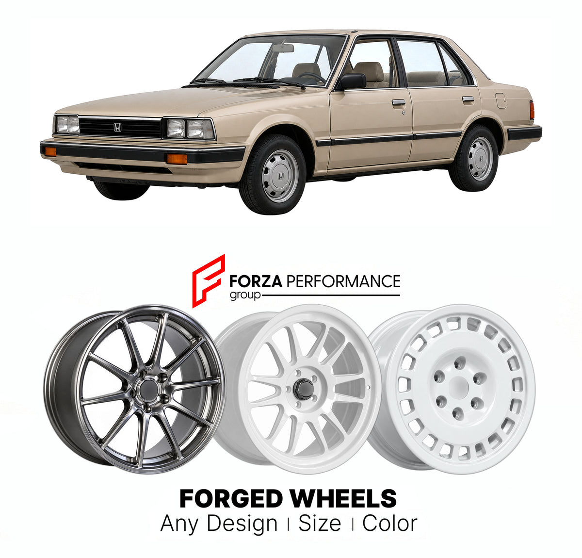 CUSTOM CLASSIC VINTAGE RESTOMOD RETRO OLD SCHOOL FORGED WHEELS RIMS for HONDA ACCORD SY SZ AC AD 1981 - 1985

Custom forged wheels for Honda Accord SY SZ AC AD 1981 - 1985. Classic, vintage, restomod and retro JDM wheel designs made to order in custom sizes, offsets, colors and finishes with guaranteed fitment.

We manufacture premium quality forged wheels rims for Honda Accord SY SZ AC AD 1981 - 1985 in any design, size, color.

JDM WHEEL DESIGNS: our Japanese collection for sports cars and coupes includes