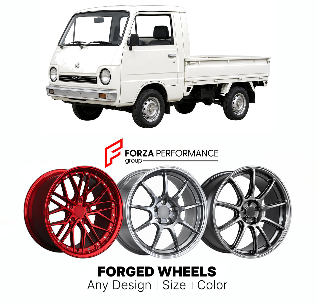 CUSTOM CLASSIC VINTAGE RESTOMOD RETRO OLD SCHOOL FORGED WHEELS RIMS for HONDA ACTY TA TB TC VD VH 1977 - 1988

Custom forged wheels for Honda Acty TA TB TC VD VH 1977 - 1988. Classic, vintage, restomod and retro JDM wheel designs made to order in custom sizes, offsets, colors and finishes with guaranteed fitment.

We manufacture premium quality forged wheels rims for Honda Acty TA TB TC VD VH 1977 - 1988 in any design, size, color.

JDM WHEEL DESIGNS: our Japanese collection for hatchbacks, kei cars and MPV