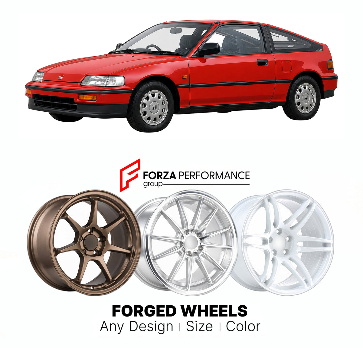CUSTOM CLASSIC VINTAGE RESTOMOD RETRO OLD SCHOOL FORGED WHEELS RIMS for HONDA CR-X EF6 EF7 EF8 1987 - 1991

Custom forged wheels for Honda CR-X EF6 EF7 EF8 1987 - 1991. Classic, vintage, restomod and retro JDM wheel designs made to order in custom sizes, offsets, colors and finishes with guaranteed fitment.

We manufacture premium quality forged wheels rims for Honda CR-X EF6 EF7 EF8 1987 - 1991 in any design, size, color.

JDM WHEEL DESIGNS: our Japanese collection for sports cars and coupes includes desig