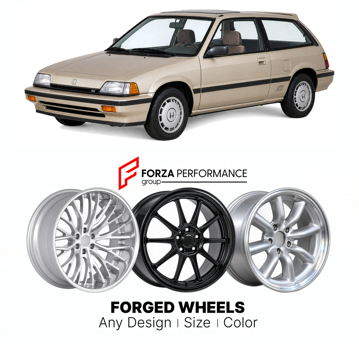 CUSTOM CLASSIC VINTAGE RESTOMOD RETRO OLD SCHOOL FORGED WHEELS RIMS for HONDA CIVIC SI SERIES III 1984 - 1987

Custom forged wheels for Honda Civic Si Series III 1984 - 1987. Classic, vintage, restomod and retro JDM wheel designs made to order in custom sizes, offsets, colors and finishes with guaranteed fitment.

We manufacture premium quality forged wheels rims for Honda Civic Si Series III 1984 - 1987 in any design, size, color.

JDM WHEEL DESIGNS: our Japanese collection for sports cars and coupes inclu