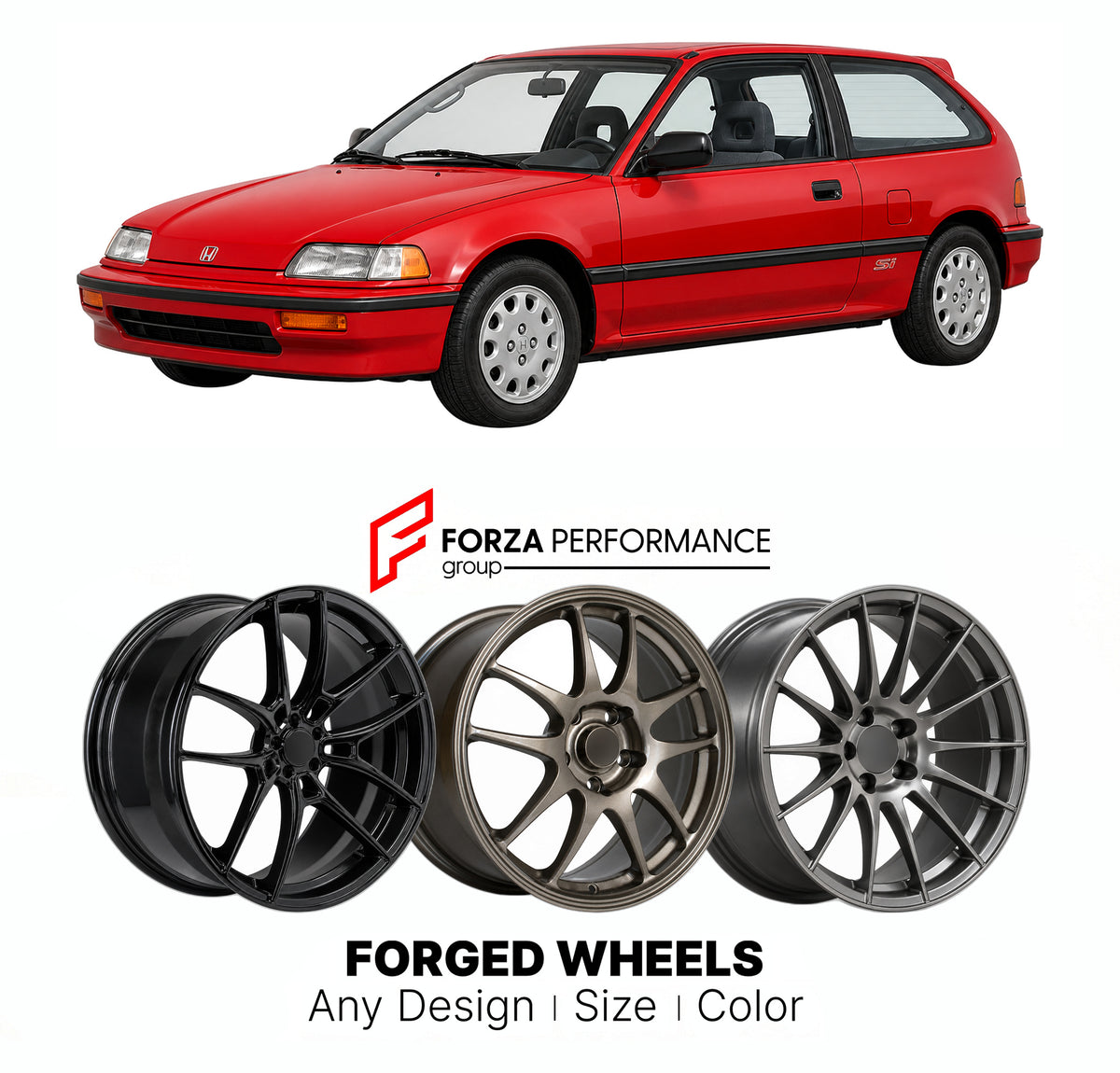CUSTOM CLASSIC VINTAGE RESTOMOD RETRO OLD SCHOOL FORGED WHEELS RIMS for HONDA CIVIC SI SERIES IV 1988 - 1991

Custom forged wheels for Honda Civic Si Series IV 1988 - 1991. Classic, vintage, restomod and retro JDM wheel designs made to order in custom sizes, offsets, colors and finishes with guaranteed fitment.

We manufacture premium quality forged wheels rims for Honda Civic Si Series IV 1988 - 1991 in any design, size, color.

JDM WHEEL DESIGNS: our Japanese collection for sports cars and coupes includes