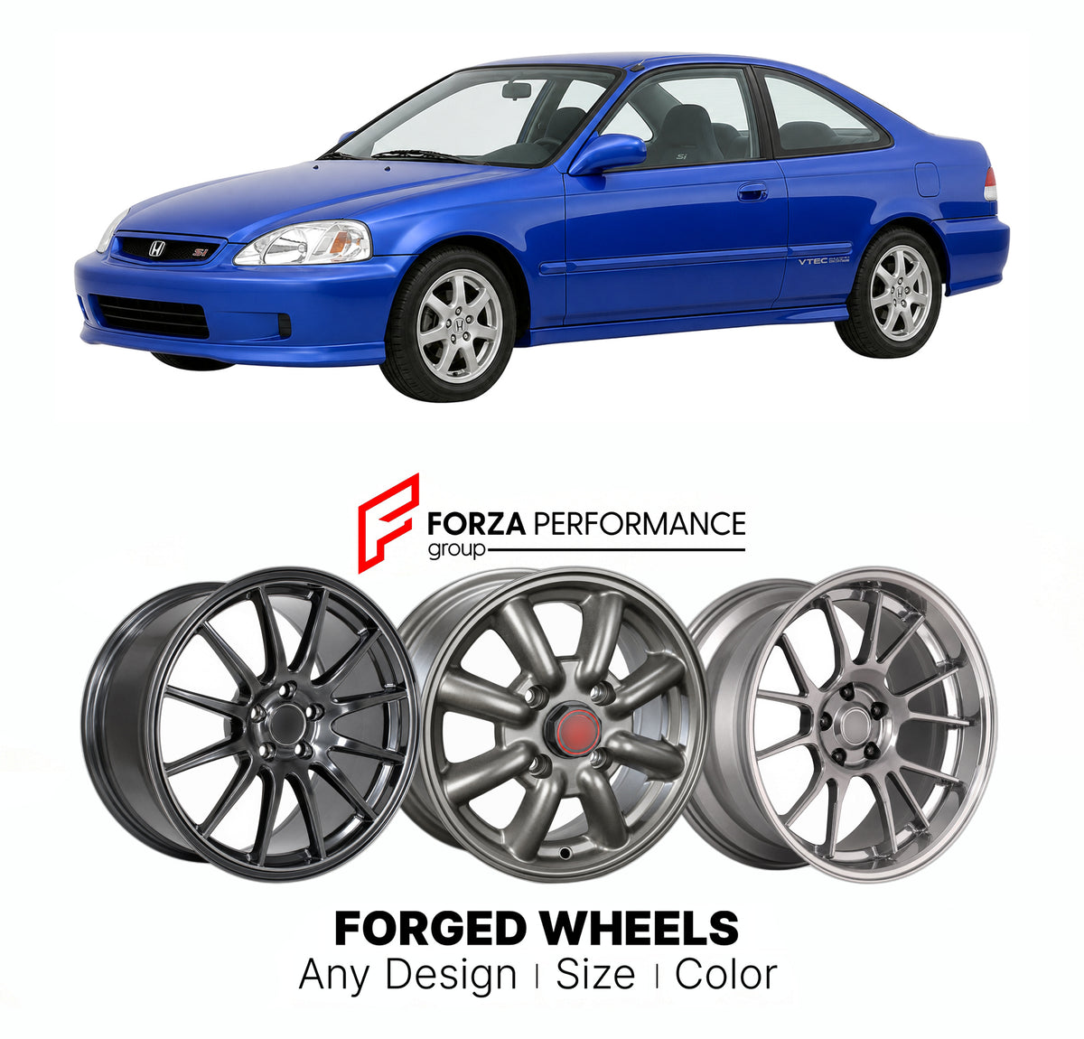 CUSTOM CLASSIC VINTAGE RESTOMOD RETRO OLD SCHOOL FORGED WHEELS RIMS for HONDA CIVIC SI SERIES VI 1999 - 2000

Custom forged wheels for Honda Civic Si Series VI 1999 - 2000. Classic, vintage, restomod and retro JDM wheel designs made to order in custom sizes, offsets, colors and finishes with guaranteed fitment.

We manufacture premium quality forged wheels rims for Honda Civic Si Series VI 1999 - 2000 in any design, size, color.

JDM WHEEL DESIGNS: our Japanese collection for sports cars and coupes includes
