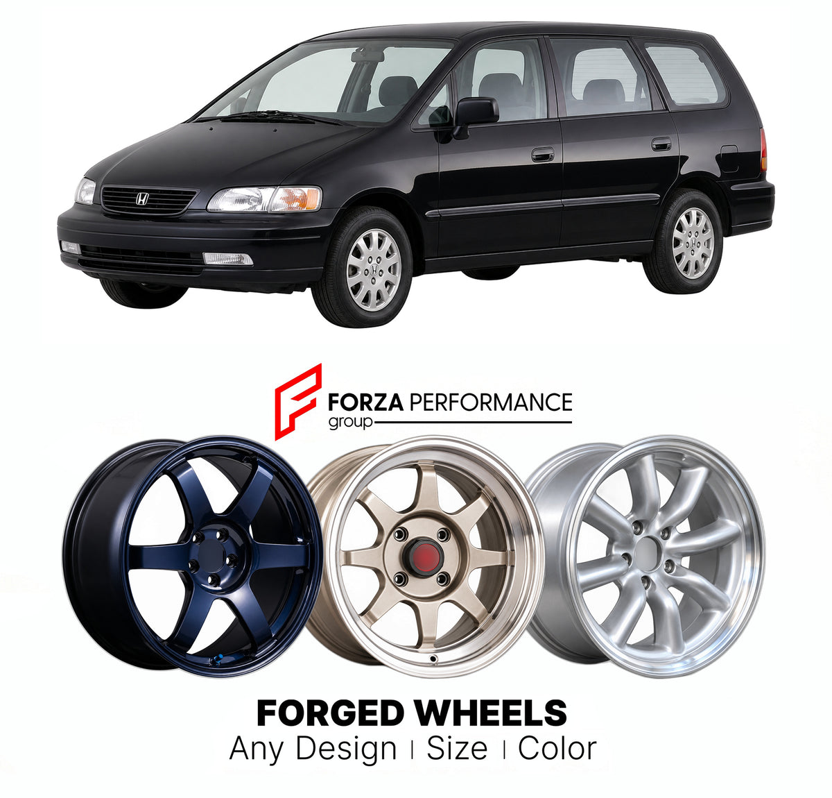 CUSTOM CLASSIC VINTAGE RESTOMOD RETRO OLD SCHOOL FORGED WHEELS RIMS for HONDA ODYSSEY RA1 RA2 RA3 RA4 RA5 1994 - 1999

Custom forged wheels for Honda Odyssey RA1 RA2 RA3 RA4 RA5 1994 - 1999. Classic, vintage, restomod and retro JDM wheel designs made to order in custom sizes, offsets, colors and finishes with guaranteed fitment.

We manufacture premium quality forged wheels rims for Honda Odyssey RA1 RA2 RA3 RA4 RA5 1994 - 1999 in any design, size, color.

JDM WHEEL DESIGNS: our Japanese collection for hatc