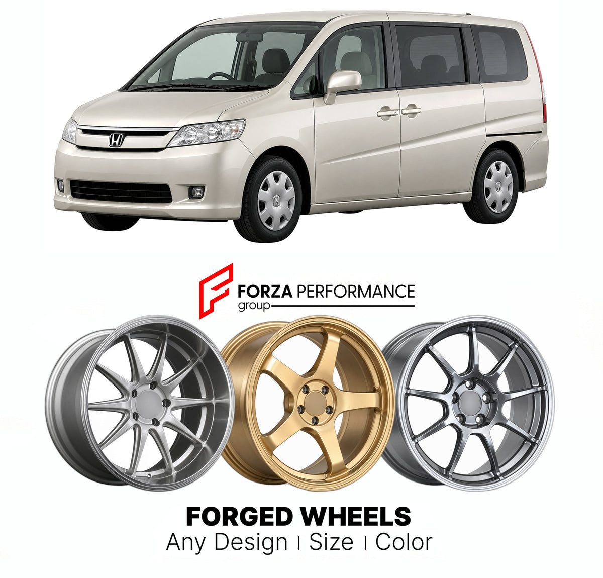 FORGED WHEELS RIMS for HONDA STEPWGN RG 2005 - 2009

Custom forged wheels for Honda Stepwgn RG 2005 - 2009. Made-to-order monoblock, 2-piece and 3-piece rims in custom sizes, offsets, colors and finishes with guaranteed fitment.

We manufacture premium quality forged wheels rims for Honda Stepwgn RG 2005 - 2009 in any design, size, color.

JDM WHEEL DESIGNS: our Japanese collection for hatchbacks, kei cars and MPVs includes designs inspired by Rays Volk Racing, Enkei, XXR, Rota, Work Wheels, Cosmis Racing, 