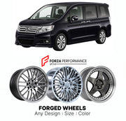 FORGED WHEELS RIMS for HONDA STEPWGN RK 2009 - 2015

Custom forged wheels for Honda Stepwgn RK 2009 - 2015. Made-to-order monoblock, 2-piece and 3-piece rims in custom sizes, offsets, colors and finishes with guaranteed fitment.

We manufacture premium quality forged wheels rims for Honda Stepwgn RK 2009 - 2015 in any design, size, color.

JDM WHEEL DESIGNS: our Japanese collection for hatchbacks, kei cars and MPVs includes designs inspired by Rays Volk Racing, Enkei, XXR, Rota, Work Wheels, Cosmis Racing, 