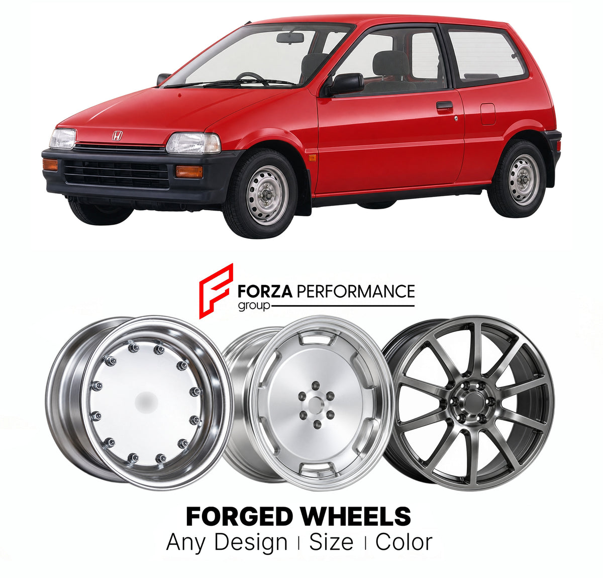 CUSTOM CLASSIC VINTAGE RESTOMOD RETRO OLD SCHOOL FORGED WHEELS RIMS for HONDA TODAY JA1 JA2 JA3 1985 - 1993

Custom forged wheels for Honda Today JA1 JA2 JA3 1985 - 1993. Classic, vintage, restomod and retro JDM wheel designs made to order in custom sizes, offsets, colors and finishes with guaranteed fitment.

We manufacture premium quality forged wheels rims for Honda Today JA1 JA2 JA3 1985 - 1993 in any design, size, color.

JDM WHEEL DESIGNS: our Japanese collection for hatchbacks, kei cars and MPVs incl